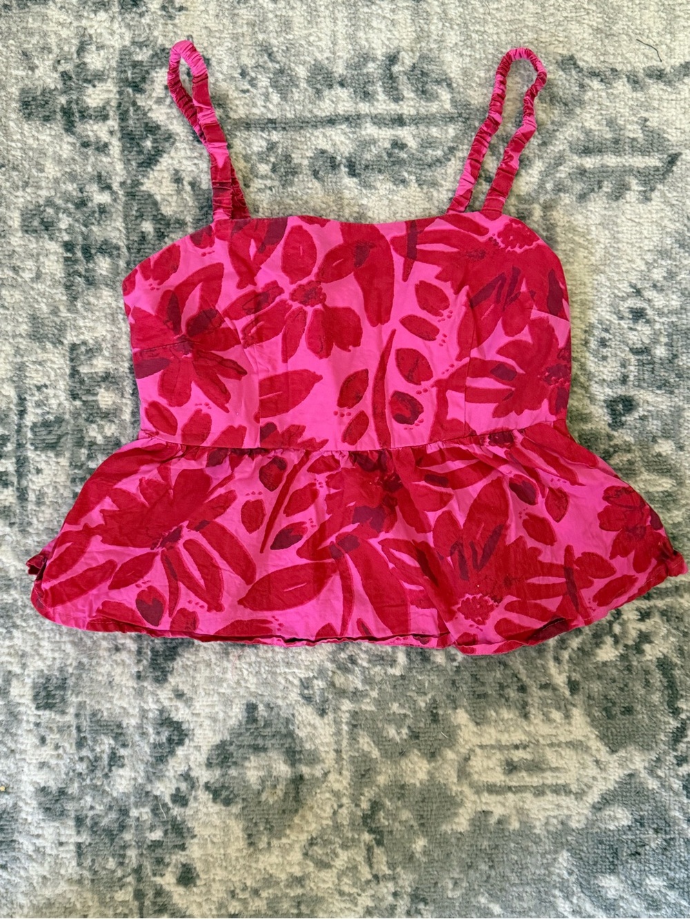 Fuchsia Floral Peplum Crop Top - Unbranded
